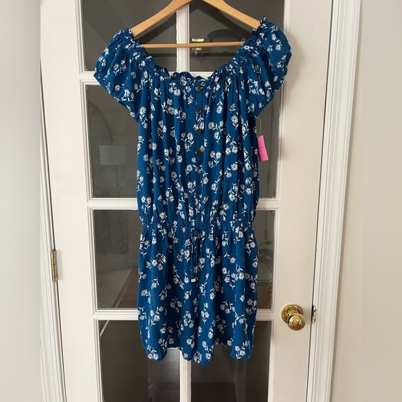 Kate Spade Macaw Blue Floral Romper - Size M - NWT - Picture 2 of 12